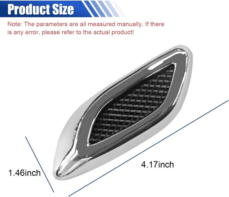 LHDOS 6PCS Car Exterior Hood Side Door Air Vent Cover, Glossy Auto Fenders Trim Intake Grille Decorative Sticker, ABS Hood Spoiler Bumper Side Vent Decal Decoration for Most Cars (Silver) - Image 2